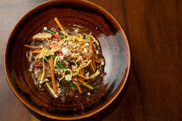 Seasonal Japchae - Pan fried Korean glass noodle with seasonal ingredients